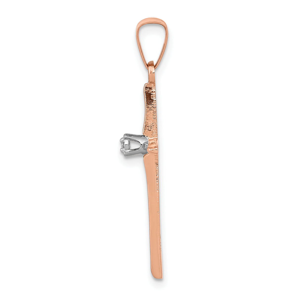 14k Rose Gold Diamond Cross Pendant-XR1233