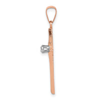 14k Rose Gold Diamond Cross Pendant-XR1233