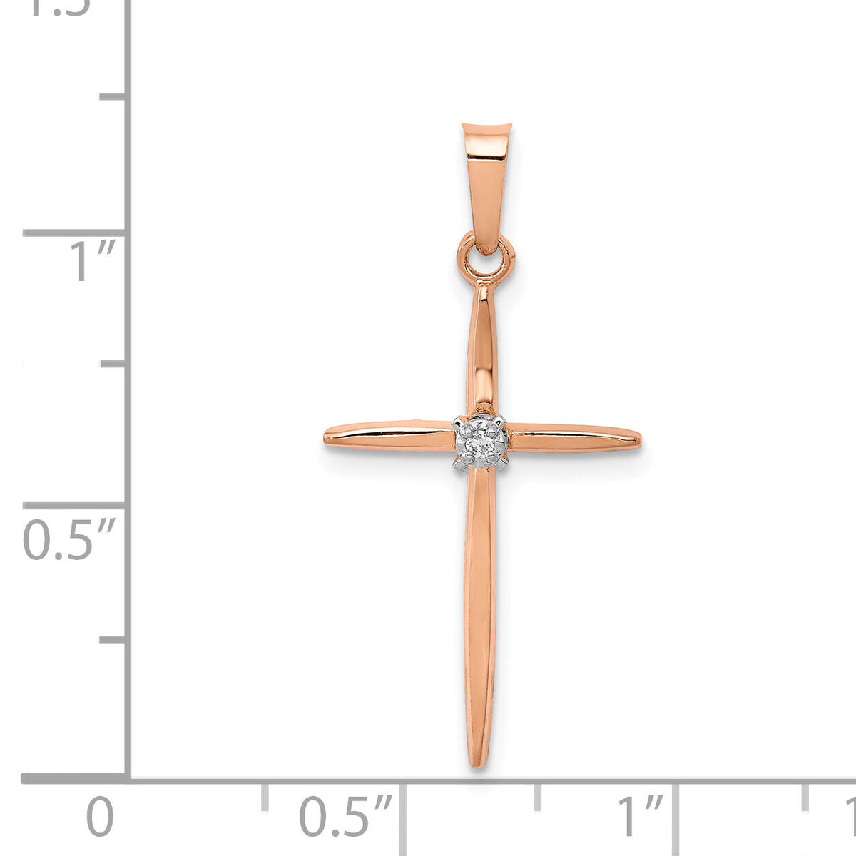 14k Rose Gold Diamond Cross Pendant-XR1233