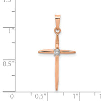 14k Rose Gold Diamond Cross Pendant-XR1233