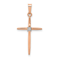 14k Rose Gold Diamond Cross Pendant-XR1233