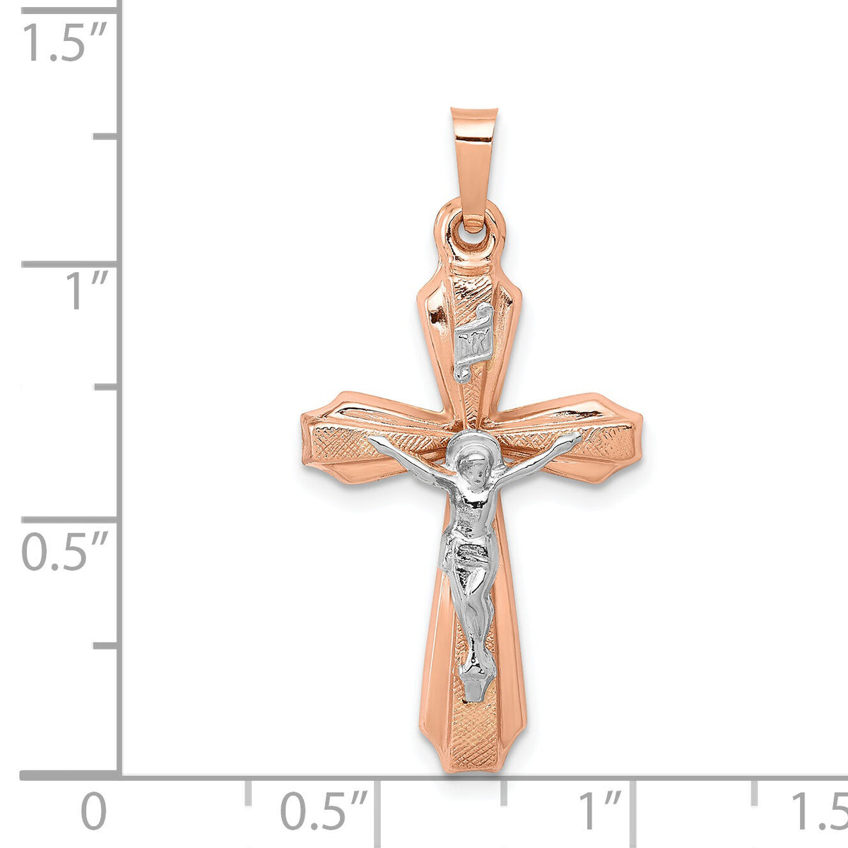 14k Two-tone Hollow Crucifix Pendant-XR1234