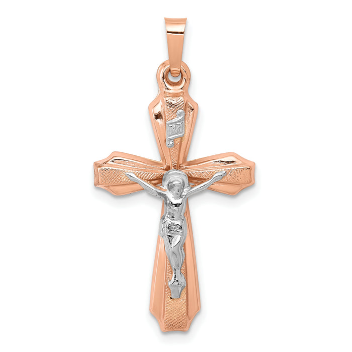 14k Two-tone Hollow Crucifix Pendant-XR1234