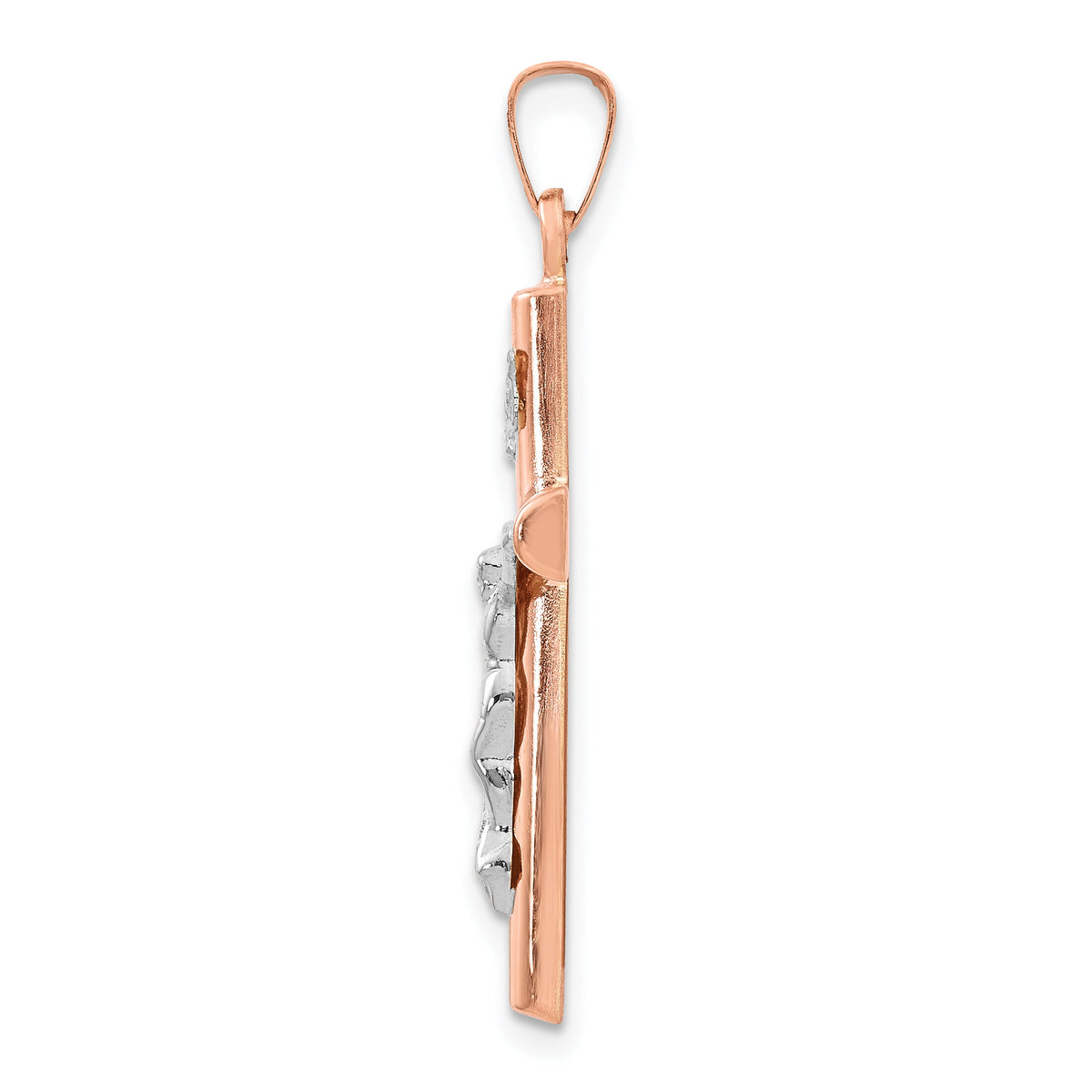 14k Two-tone Gold Hollow Crucifix Pendant-XR1235
