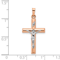 14k Two-tone Gold Hollow Crucifix Pendant-XR1235