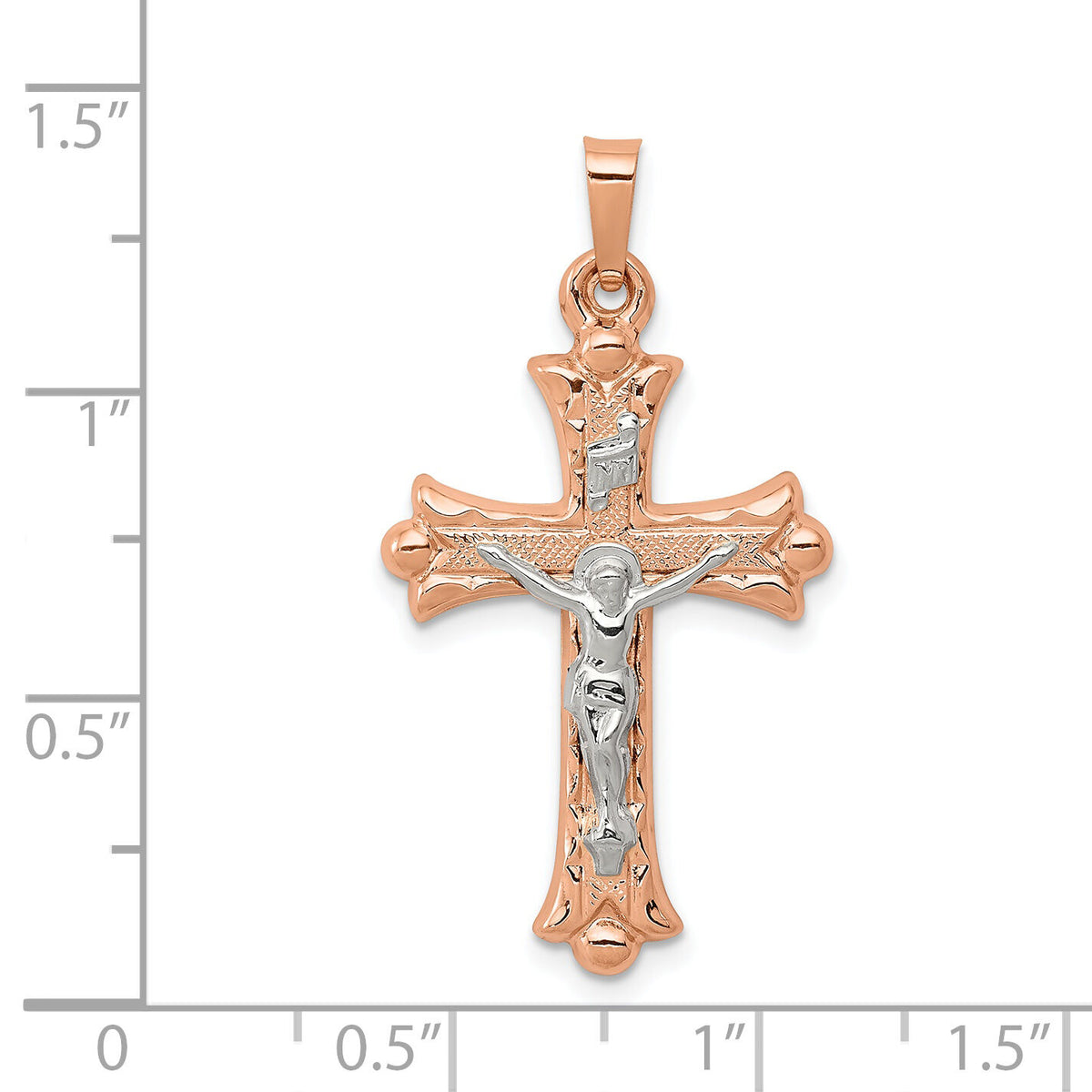 14k Two-tone Hollow Crucifix Pendant-XR1236