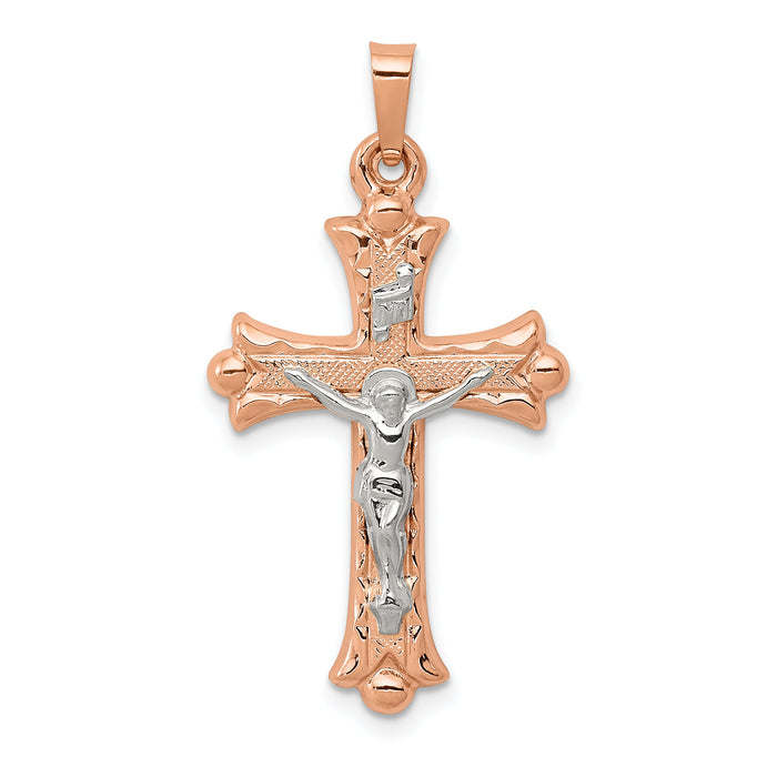 14k Two-tone Hollow Crucifix Pendant-XR1236
