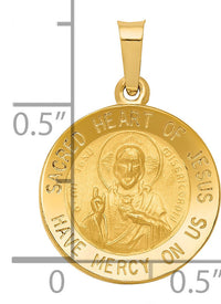 14k Polished and Satin Sacred Heart of Jesus Medal Hollow Pendant-XR1237