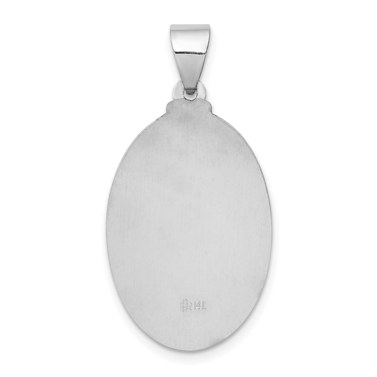 14K White Gold Polish/Satin Sacred Heart Jesus Hollow Pendant-XR1240