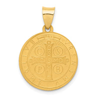 14k Polished and Satin St Benedict Hollow Medal Pendant-XR1241