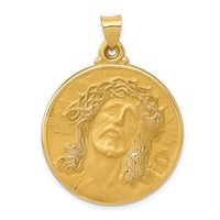 14k Polished and Satin Face of Jesus Medal Hollow Pendant-XR1242