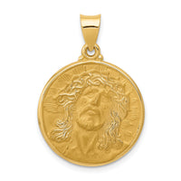 14k Polished and Satin Face of Jesus Medal Hollow Pendant-XR1243