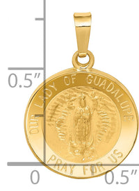 14k Polished and Satin Our Lady Guadalupe Medal Hollow Pendant-XR1244