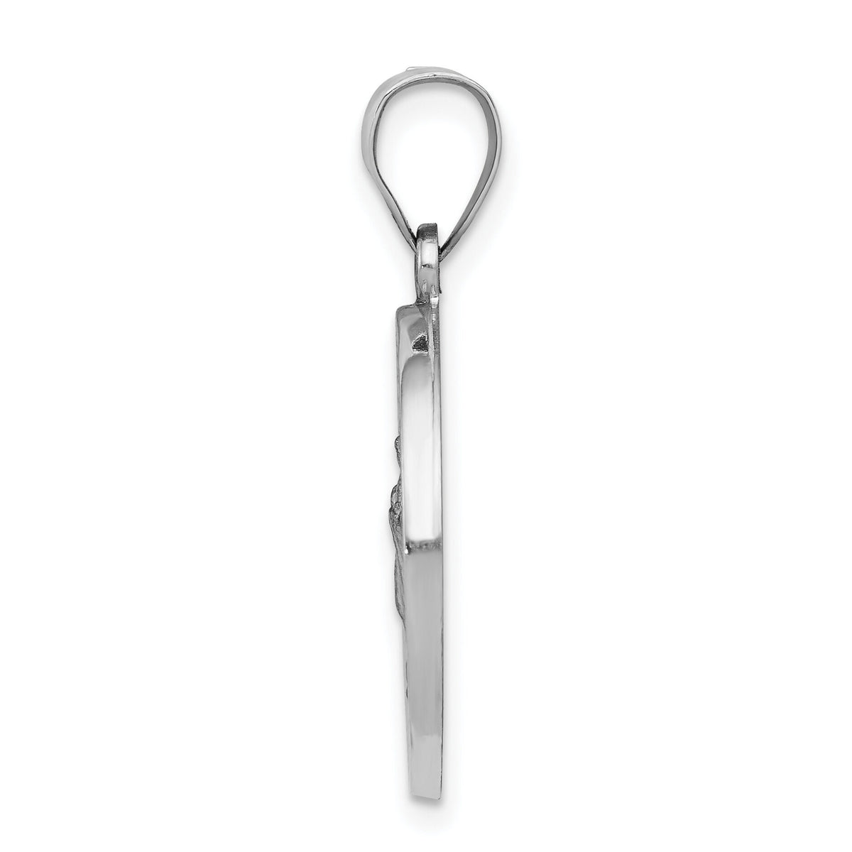 14K White Gold Lady of Guadalupe Medal Hollow Pendant-XR1246