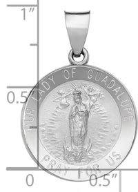 14K White Gold Lady of Guadalupe Medal Hollow Pendant-XR1246