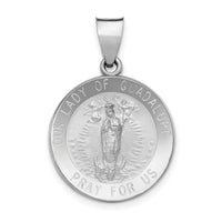 14K White Gold Lady of Guadalupe Medal Hollow Pendant-XR1246