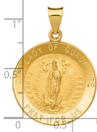 14k Polished/Satin Our Lady of Guadalupe Medal Hollow Pendant-XR1247