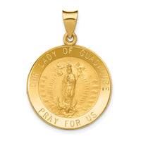 14k Polished/Satin Our Lady of Guadalupe Medal Hollow Pendant-XR1247