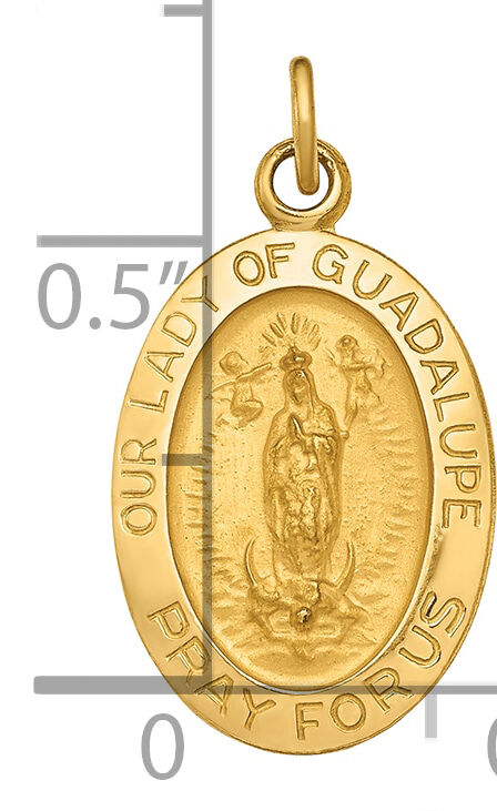 14k Polished and Satin Our Lady of Guadalupe Medal Pendant-XR1249