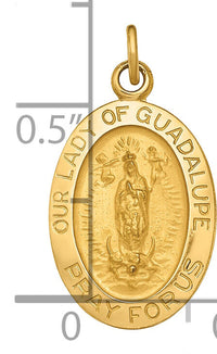 14k Polished and Satin Our Lady of Guadalupe Medal Pendant-XR1249