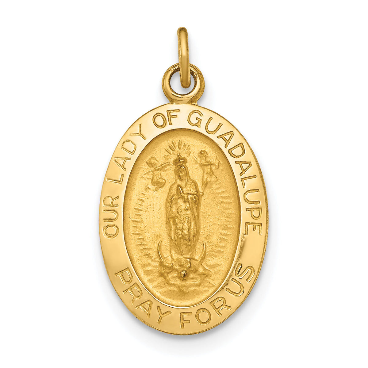 14k Polished and Satin Our Lady of Guadalupe Medal Pendant-XR1249