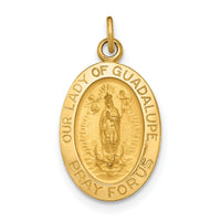 14k Polished and Satin Our Lady of Guadalupe Medal Pendant-XR1249