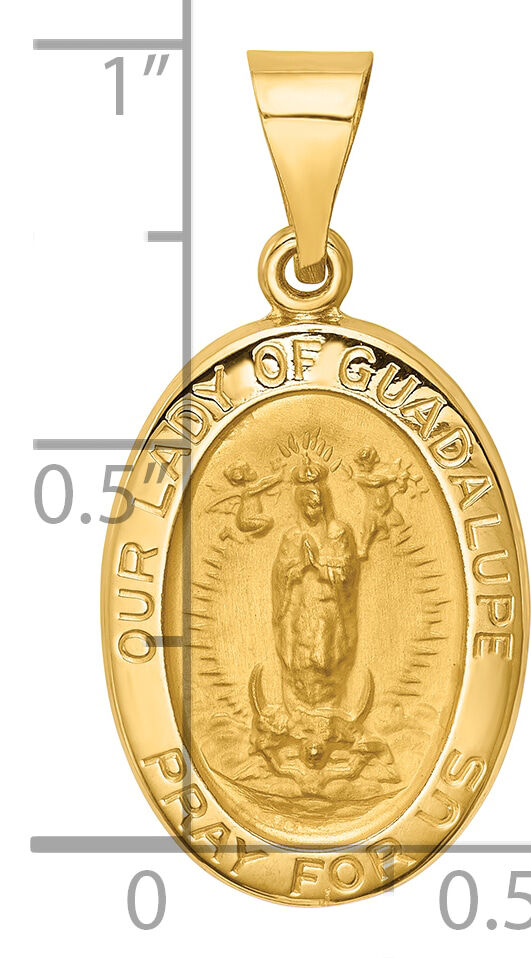 14k Polished and Satin Our Lady Guadalupe Medal Hollow Pendant-XR1250