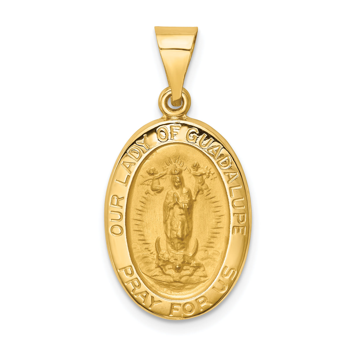 14k Polished and Satin Our Lady Guadalupe Medal Hollow Pendant-XR1250