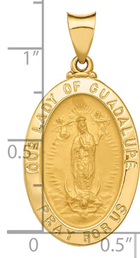 14k Polished and Satin Our Lady Guadalupe Medal Hollow Pendant-XR1251
