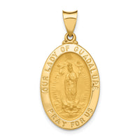 14k Polished and Satin Our Lady Guadalupe Medal Hollow Pendant-XR1251