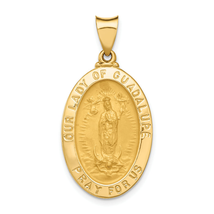 14k Polished and Satin Our Lady Guadalupe Medal Hollow Pendant-XR1251