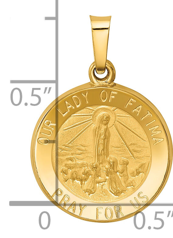 14k Polished and Satin Our Lady Fatima Medal Hollow Pendant-XR1253