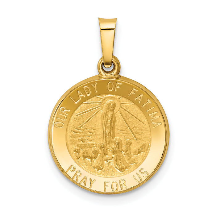 14k Polished and Satin Our Lady Fatima Medal Hollow Pendant-XR1253