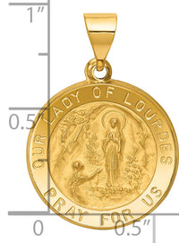 14k Polished and Satin Our Lady of Lourdes Medal Hollow Pendant-XR1254