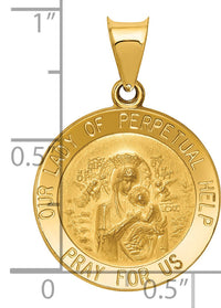 14k Polished/Satin Our Lady Perpetual Help Medal Hollow Pendant-XR1255