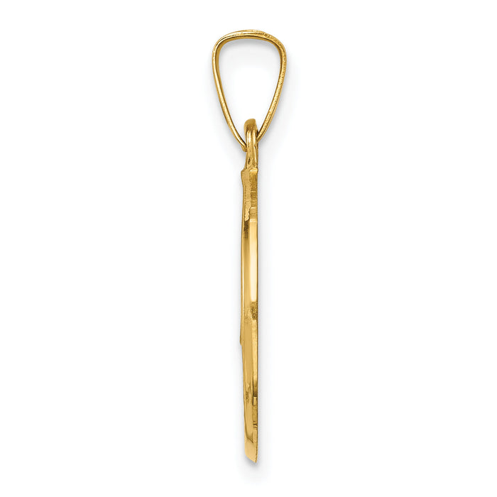 14k Polished and Satin Caridad Del Cobre Medal Hollow Pendant-XR1259