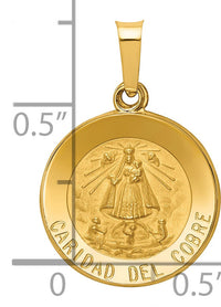 14k Polished and Satin Caridad Del Cobre Medal Hollow Pendant-XR1259