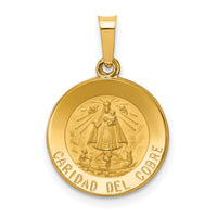 14k Polished and Satin Caridad Del Cobre Medal Hollow Pendant-XR1259