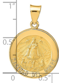 14k Polished and Satin Caridad del Cobre Medal Hollow Pendant-XR1260