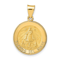 14k Polished and Satin Caridad del Cobre Medal Hollow Pendant-XR1260