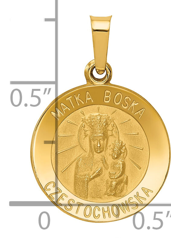 14k Matka Boska Czestochowska Reversible Medal Hollow Pendant-XR1263