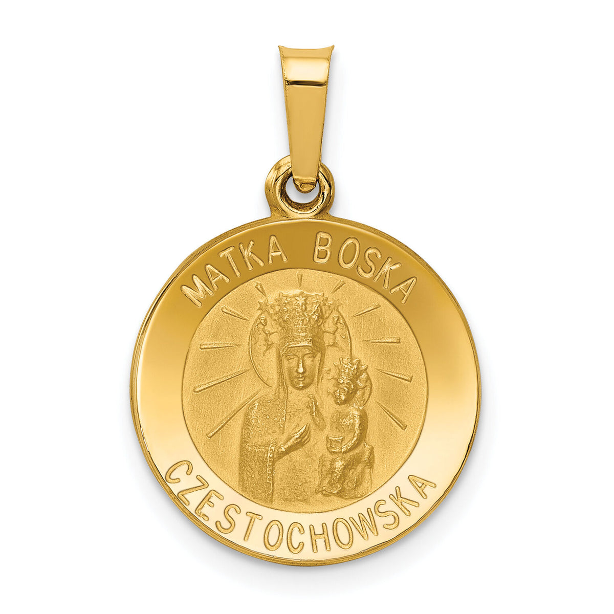 14k Matka Boska Czestochowska Reversible Medal Hollow Pendant-XR1263