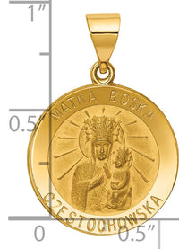 14K Matka Boska Czestochowska Reversible Medal Hollow Pendant-XR1264