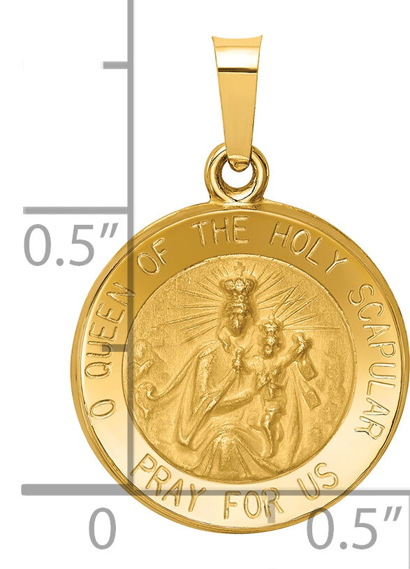 14K Queen Of The Holy Scapular Reversible Medal Hollow Pendant-XR1265