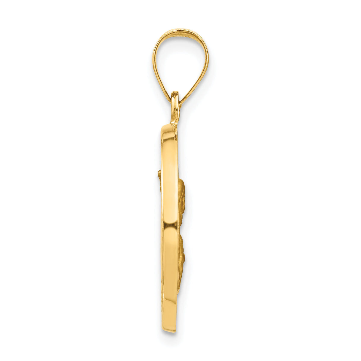 14K Queen Of The Holy Scapular Reversible Medal Hollow Pendant-XR1266