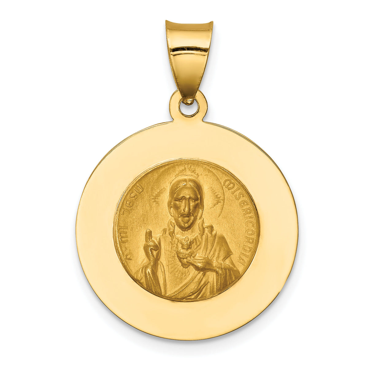 14K Queen Of The Holy Scapular Reversible Medal Hollow Pendant-XR1266