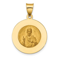 14K Queen Of The Holy Scapular Reversible Medal Hollow Pendant-XR1266