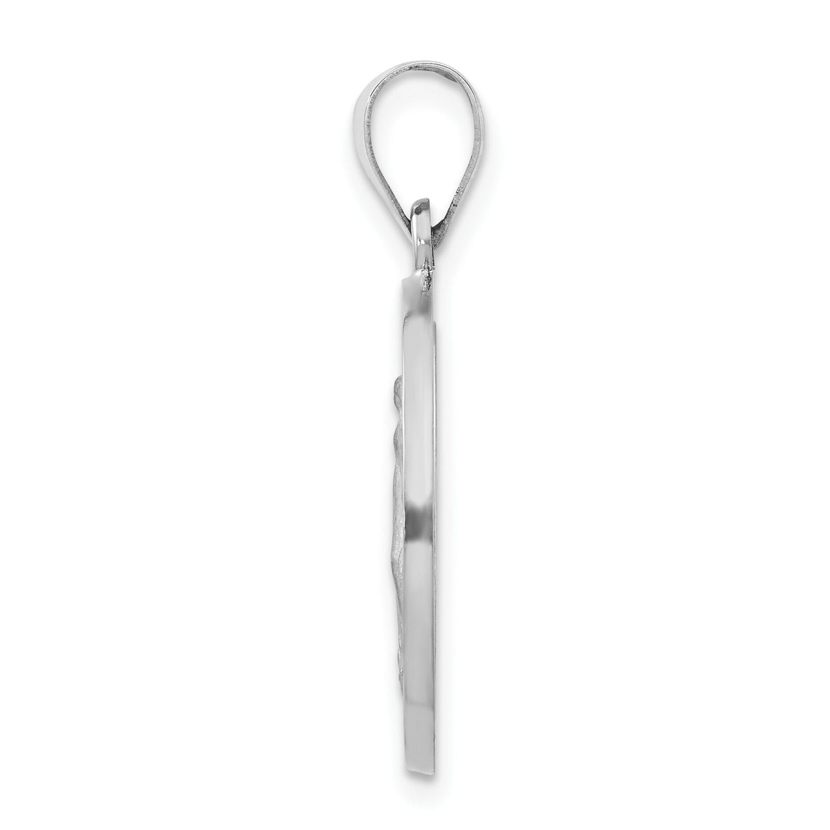 14k White Gold Polished /Satin Miraculous Medal Hollow Pendant-XR1271