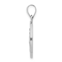 14k White Gold Polished /Satin Miraculous Medal Hollow Pendant-XR1271