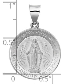 14k White Gold Polished /Satin Miraculous Medal Hollow Pendant-XR1271